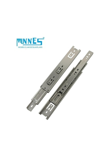 Minnes 35 cm Tam Açılım Teleskopik Mobilya Çekmece Rayı 43 Mm Gri