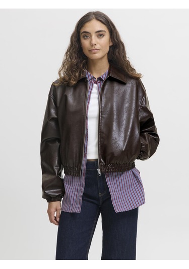 Kadin Suni Deri Parlak Ceket - Jody - 12286416 Seal Brown