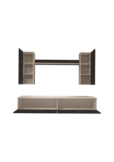 Decoraktiv Eko 5d Mdf Std Tv Ünitesi Tv Sehpası Beyaz - Siyah Mermer
