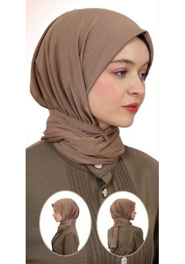 Mim Eşarp Pratik Çıtçıtlı Şal Kahve