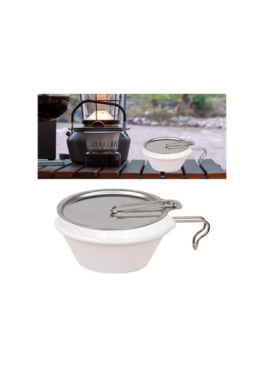 Suntek Kapaklı Kamp Kasesi 250ml Seyahat Pikniği Plaj Beyazı Beyaz