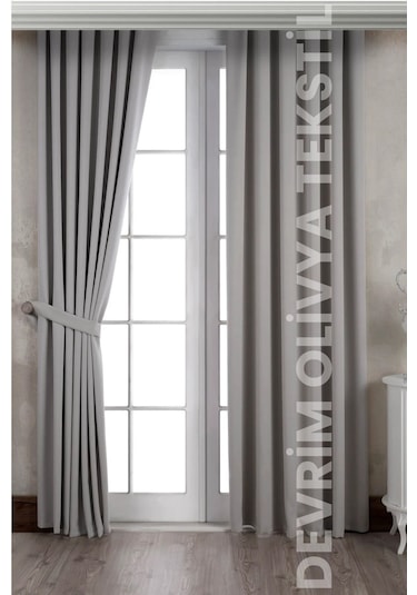 Devrim Olivya Tekstil Lüks 1. Sınıf Özel Dikim Füme Blackout Işık Geçirmez Fon Perde Ekstraforlu Karartma Blackout Taşrengi Taş