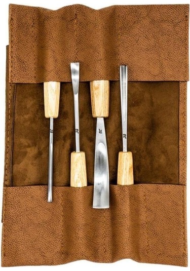 Rox Wood 0127 Deri Çantalı Premium İskarpela Seti 4 Parça