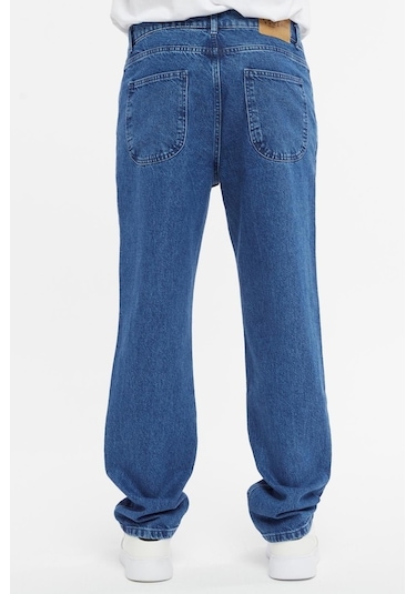 Baggy Fit Jean Neo Pileli Yüksek Bel Bol Kesim Kot Pantolon C354 001