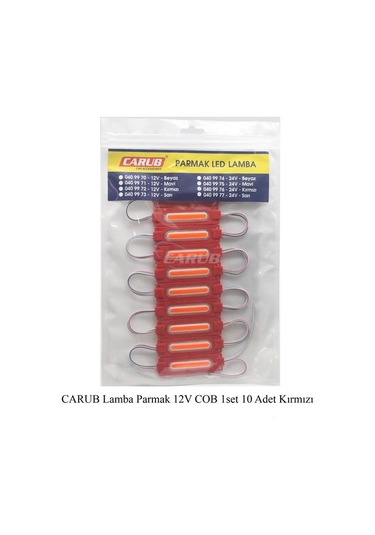 12 Volt Parmak Cob Led Lamba Kırmızı - 10 Adet