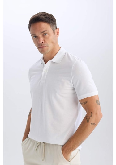 DeFacto Regular Fit Polo Yaka Kısa Kollu Basic Düz Pike Kumaş Beyaz Tişört C1293AX24SPWT34 DeFacto Regular Fit Polo Yaka Kısa Kollu Basic Düz Pike Kumaş Beyaz Tişört C1293AX24SPWT34