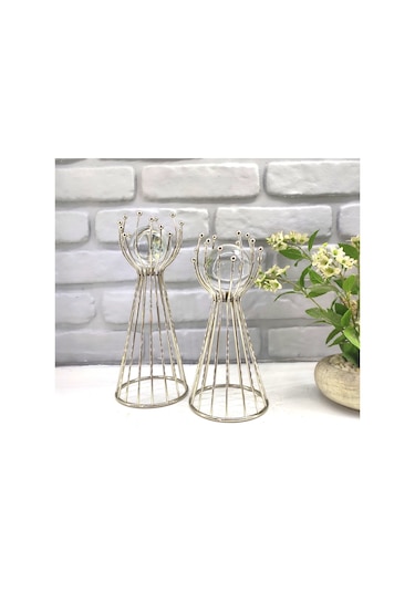 Gümüş Kaplama Metal 2'li Set Salon Olimpiyat Model Dekor 1 Takım