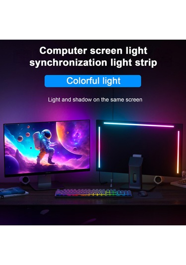 Qingmipy Rgb Müzik Senkronizasyonlu Led Işık Bariyeri - 5050rgb Ic, Yazılım Kontrollü Renk Ve Ritim Modları 24/27/32 İnç Çok Renkli