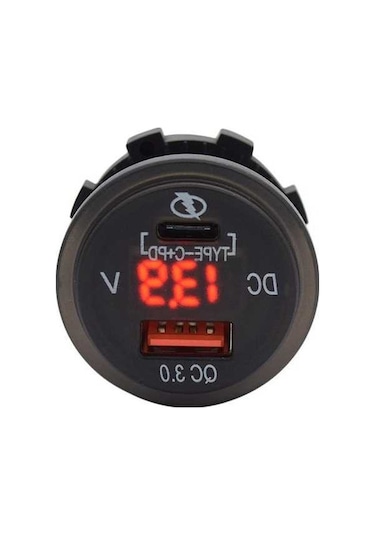 Besthome1 Arac/bot/motosiklet İçin 12/24v Çift Usb Şarj Cihazı Qc3.0 Usb A+pd Usb C , Led Göstergeli, Su Geçirmez Abs+tpu Kapa