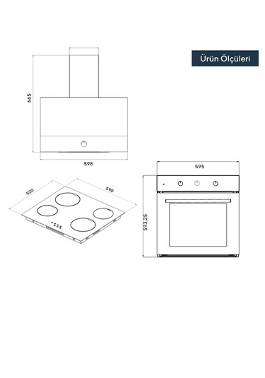 Kumtel B66-SF2 MT - V6 - 04T - DA6-830 Turbo Vitroseramik Kristal Siyah Cam Ankastre Set