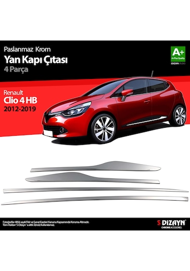 S-Dizayn Renault Clio 4  HB Krom Yan Kapı Çıtası 4 Prç. 2012 Üzeri
