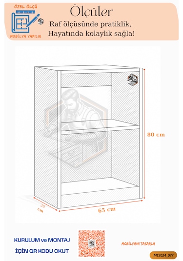 Tamamı Mdf Modern Bölmeli 2 Raflı Bazalı Kitaplık