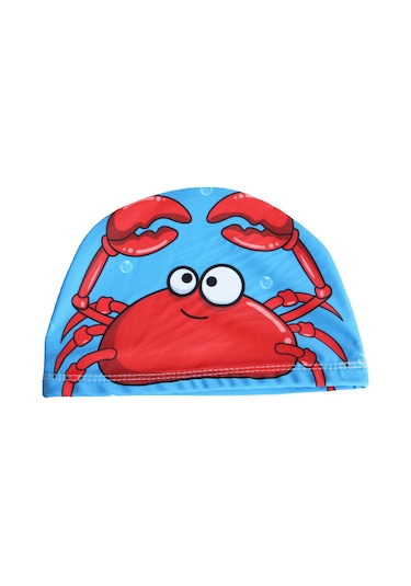 Geeroyoo Unicorn Desenli Krab Figürlü Unisex Çocuklar İçin Hafif, Dayanıklı, Konforlu Yüzme Şapkası Pembe