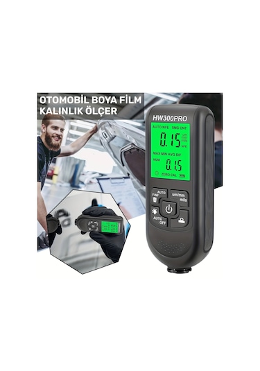 Hw-300pro Oto Boya Kalınlık Ölçer Fe Nfe 2000µm + 2 Fonksiyonlu Bardak Tutucu