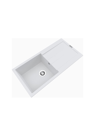 Polex Cristalüx Granit Evye P-X1 Beyaz Tezgah Altı Ve Tezgah Üstü Mutfak Evyesi 98x49.5 CM