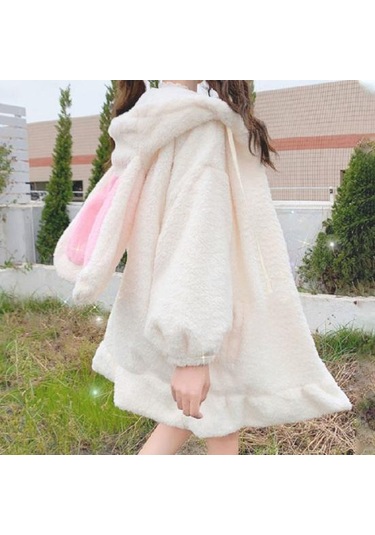 Sonbahar Kış Kadın Hoodie Tavşan Kulaklar Kapşonlu Fermuar Peluş Ceket Lolita Elastik Manşet Kazak Ceket Alışveriş İçin Siyah Sonbahar Kış Kadın Hoodie Tavşan Kulaklar Kapşonlu Fermuar Peluş Ceket Lolita Elastik Manşet Kazak Ceket Alışveriş İçin Siyah