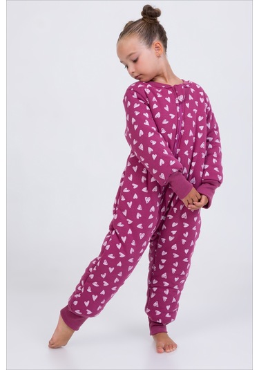 Kız Erkek Çocuk Kalın Elyaf Dolgulu Premium Kalite 2.5 Tog Desenli Uyku Tulumu Koyu Mor