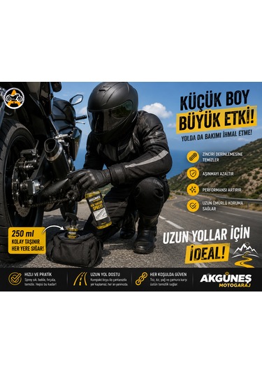 Akgüneş Motogaraj Zincir Temizleme Spreyi 250 Ml Motosiklet Zincir Bakım Ve Temizlik Ürünü