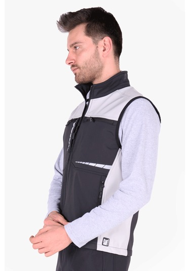 İş Yeleği Softshell Reflektörlü Siyah - Açık Gri