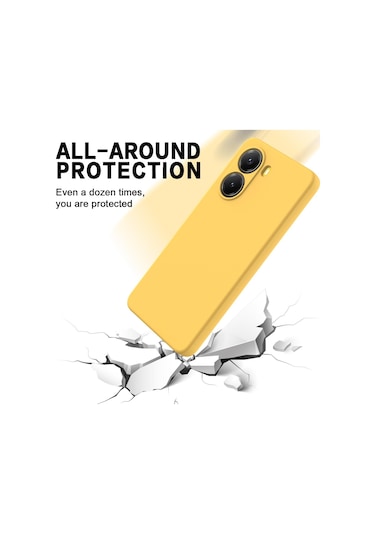 Xiaomi Poco X7 Pro İçin Düz Renk Sıvı Silikon Damlamaz Tam Kapsama Telefon Kılıfı Sarı