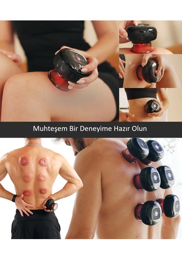 Valkyrie Şarjlı Kupa Çekme Vakum Masaj Aleti Selülit Giderci Hacamat Cihazı Isıtıcılı Siyah