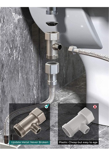 Bide Ultra İnce Tuvalet Çift Nozul Spiral Ayarlanabilir Hortumlu, C