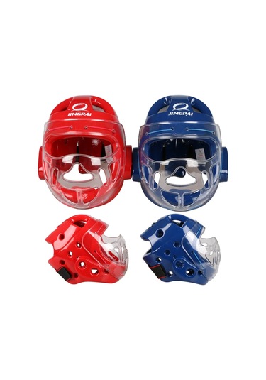 Tam Yüz Baş Koruma Karate Kask Tekvando Şapka Mma Kick Boks Kafa Kırmızı