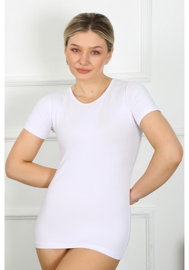 Akbeniz Bayan Kısa Kol Body 232 Beyaz