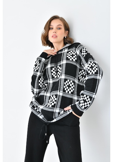 Ftz Women Kadın Dama Desenli İkili Takım Siyah 20604-siyah Siyah