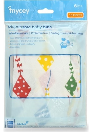 Mycey Tek Kullanımlık Bebek Önlüğü - 10'Lu Çok Renkli