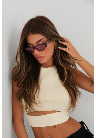 Pencere Detay Triko Bluz Antrasit Melanj