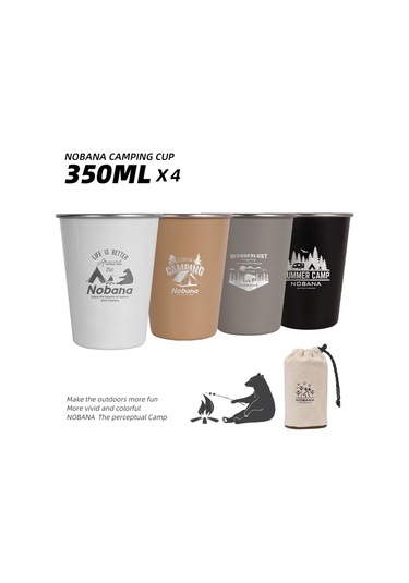 Nobana 4Pcs Kamp Bardağı Bardak Bpa Içermeyen Fda Sertifikalı 304 Paslanmaz Çelik Saklama Çantası Ile Içme Bardağı - Wilderness Style