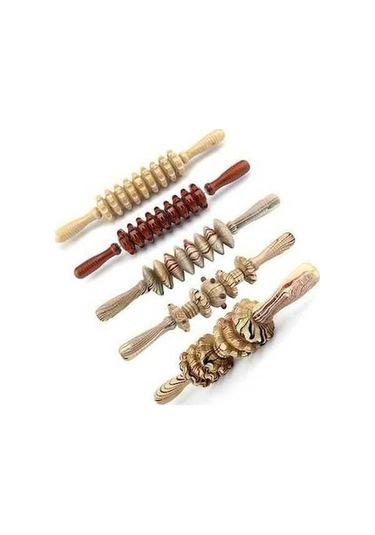 Pazly Ahşap Karın Masajı Bacak Silindiri, 9 Tekerlekli, Beyaz/kırmızı, 270g, 39cm, Hakkili/ofis/sürüş/orta Yaşlı İçin Çok Renkli Masaj Ürünü Çok Renkli