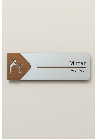 Mimar Ofis Oda Kapı İsimliği Yönlendirme Tabelası Levhası Kişiselleştirilebilir