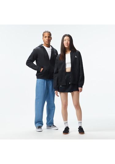 Converse Go-to Embroidered Star Chevron Unisex Fermuarlı Siyah Eşofman Üstü 10024511 Siyah