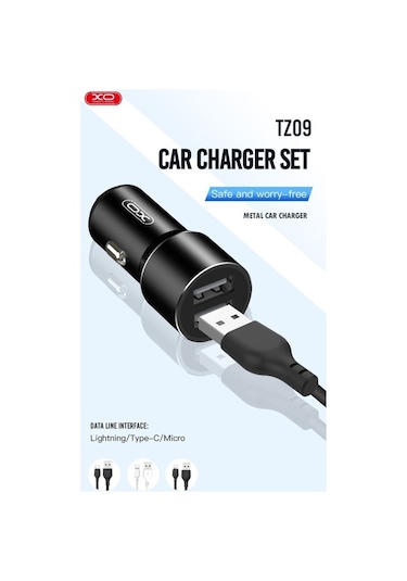 Çift Usb-a Çıkışlı Metal Araç Şarj Cihazı Ve Adaptör Cc30