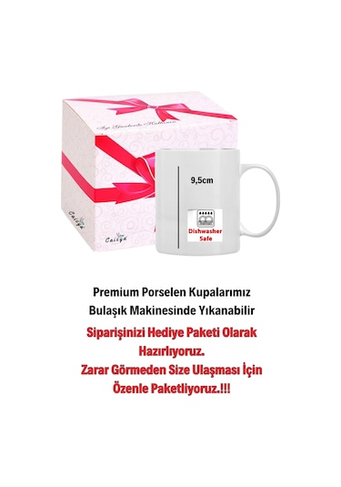 Öğretmenler Günü Hediyesi Gül Buketi Baskılı Porselen Kupa Bardak Beyaz