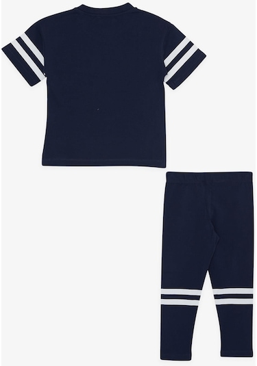 Breeze Kız Çocuk Taytlı Takım Yazı Baskılı 3-7 Yaş, Lacivert-lacivert Lacivert