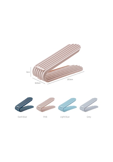 Kosona Çift Katlı Ayarı Yapılabilir Pp Malzeme Ev Odası Giyim Dolabı Organizatörü - Pembe 25.5x15x6cm Diğer