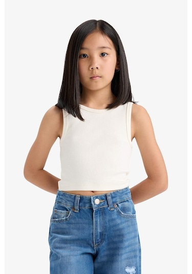 Defacto Kız Çocuk Bisiklet Yaka Basic Düz Atlet D9097a825hser100 Ekru