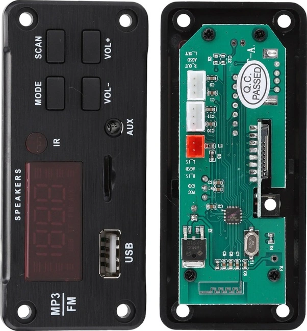 Fortunelane 12v Araç Ses Modülü Bluetooth 5.0 - Renkli Ekran, Fm Radyo, Usb/tf, Kırmızı Işık Kumanda Batarya Dahil/