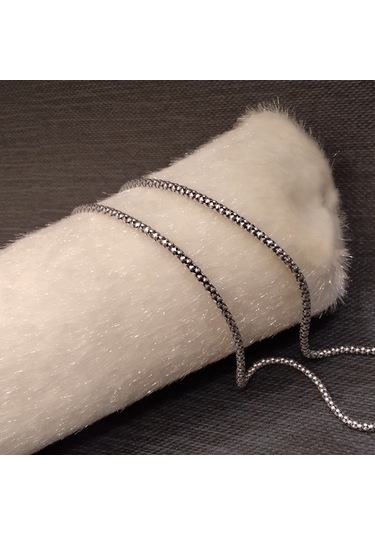 925 Ayar Gümüş Erkek Kolyesi-şık Tasarım-60cm/3mm Gümüş