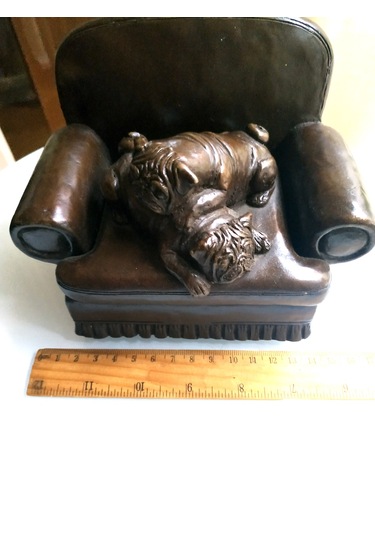 Omeniv Antika Ağır Döküm Köpek Pug Heykel Biblo Figür Damgalı