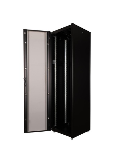 Lande Demonte 42u 600x600 Hyperline Dikili Tip Rack Kabinet Siyah Ön Cam Kapak / Tekerlekli