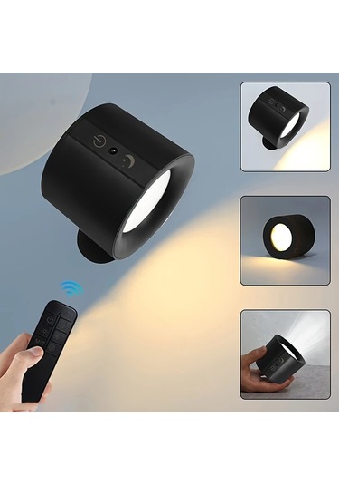 Fochsia Kinpho 360 Döner Led Duvar Lambası - Dokunmatik Kumanda, 10 Parlaklık, Usb Şarj, Beyaz Beyaz