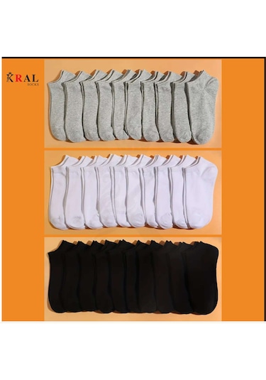 Kadın - Erkek 20 Çift Düz Desen Ekonomik Bilek Boy Patik Ço...