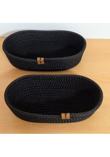 2'li Ev Banyo Oval Hasır Sepet Antrasit Jüt Kordon İp Örme Dikiş Çok Amaçlı Havlu Düzenleyici Organizer Antrasit