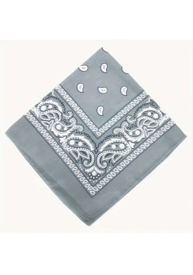 Melek Kare Bandana Fular Açık Gri