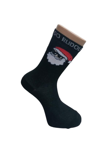 3'lü Set Pamuklu Yılbaşı Erkek Soket Çorap - Çok Renkli Mavi