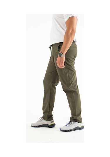 Longberg Erkek Beli Lastikli Bağcıklı Mevsimlik Jogger Spor Pantolon Haki
